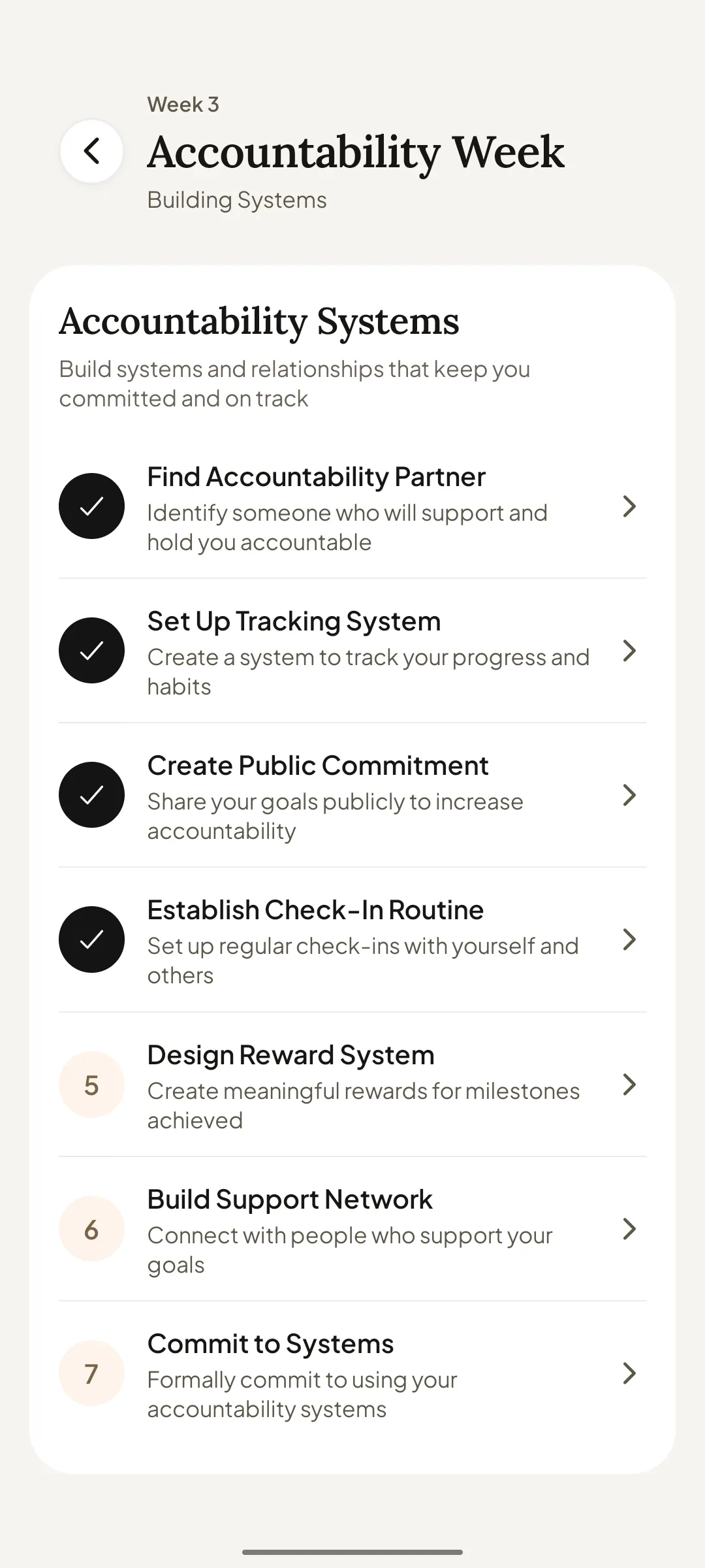 Accountability Week checklist in the 12-week challenge